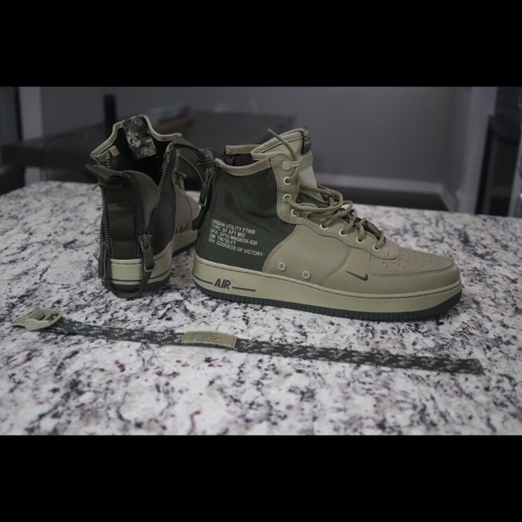 army green high top nikes